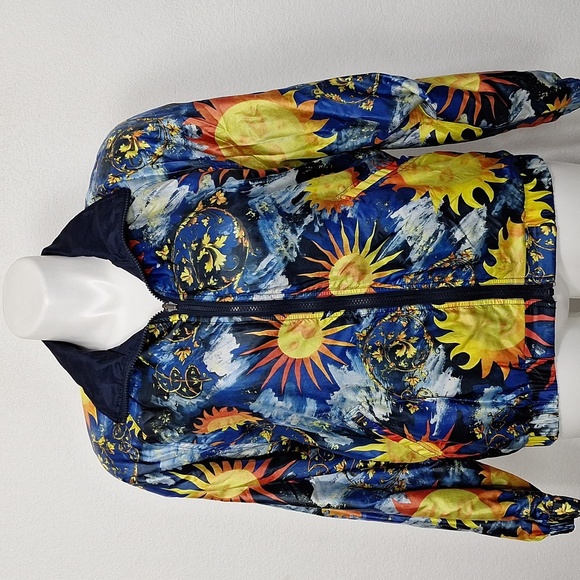 Head Vintage Blue 90's Sun Clouds Reversible Bomber Windbreaker Jacket Size L - Picture 1 of 15